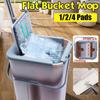 Flat Squeeze Mop Bucket Hand Free Wringing Stainless Steel Mop Self Wet And Dry Cleaning Microfiber Mop Floor Cleaning System