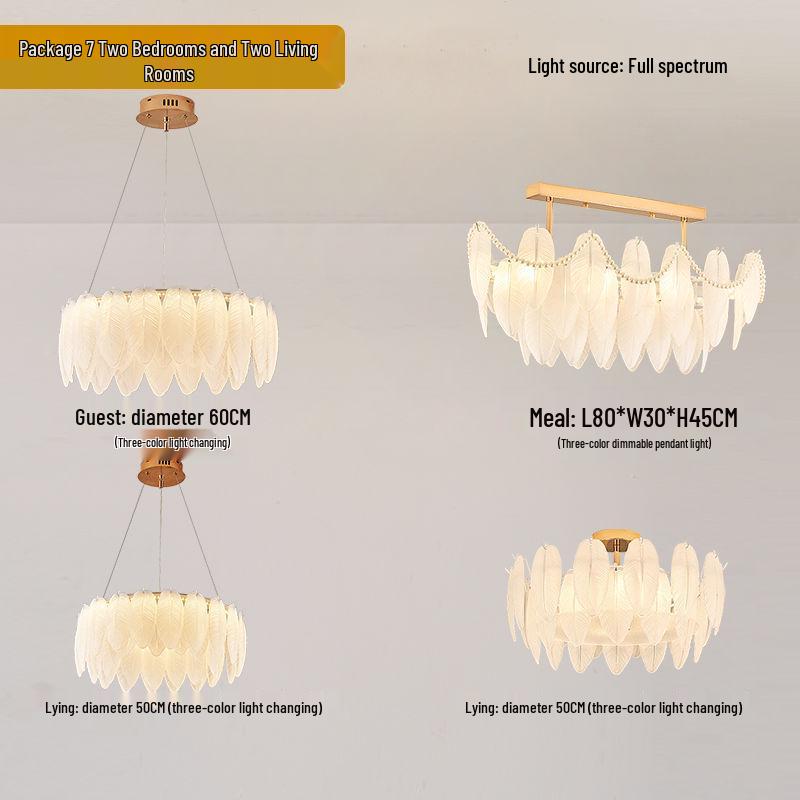 Modern French Cream Feather Pearl Chandelier - Stylish Post-Modern Living Room and Bedroom Lighting