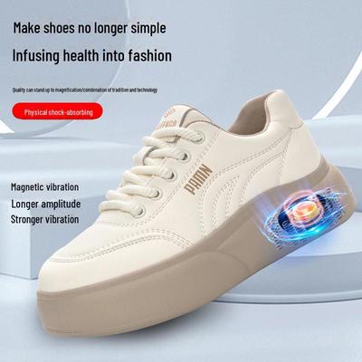 Женская обувь с магнитным вибрационным массажем 2024 года — повседневная, универсальная спортивная обувь на толстой подошве белого цвета с бархатом