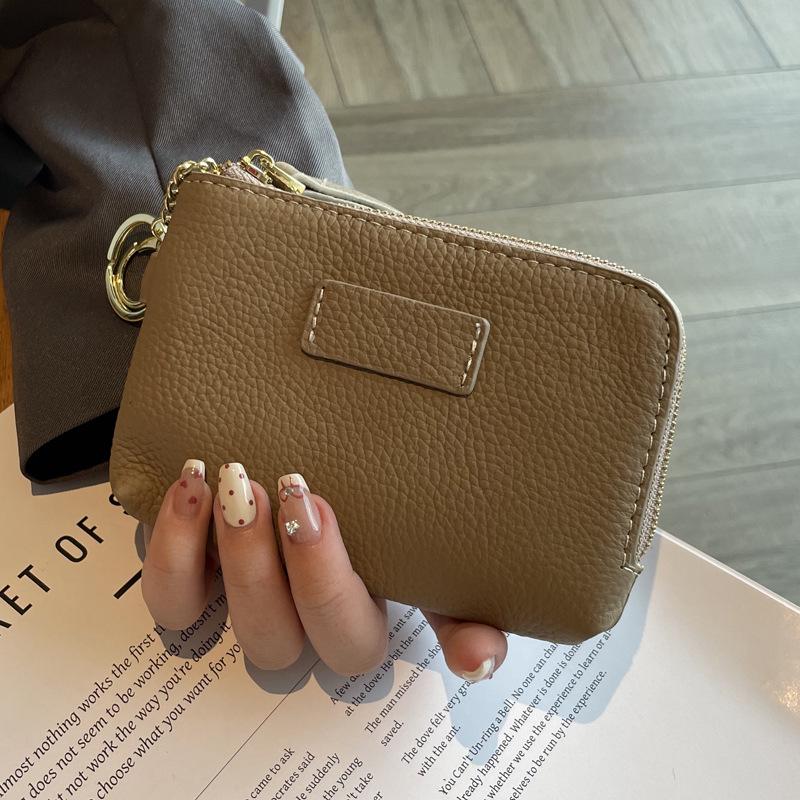 Европейский и американский женский кошелек из натуральной кожи: Модный клатч-кошелек на молнии с брелком для ключей