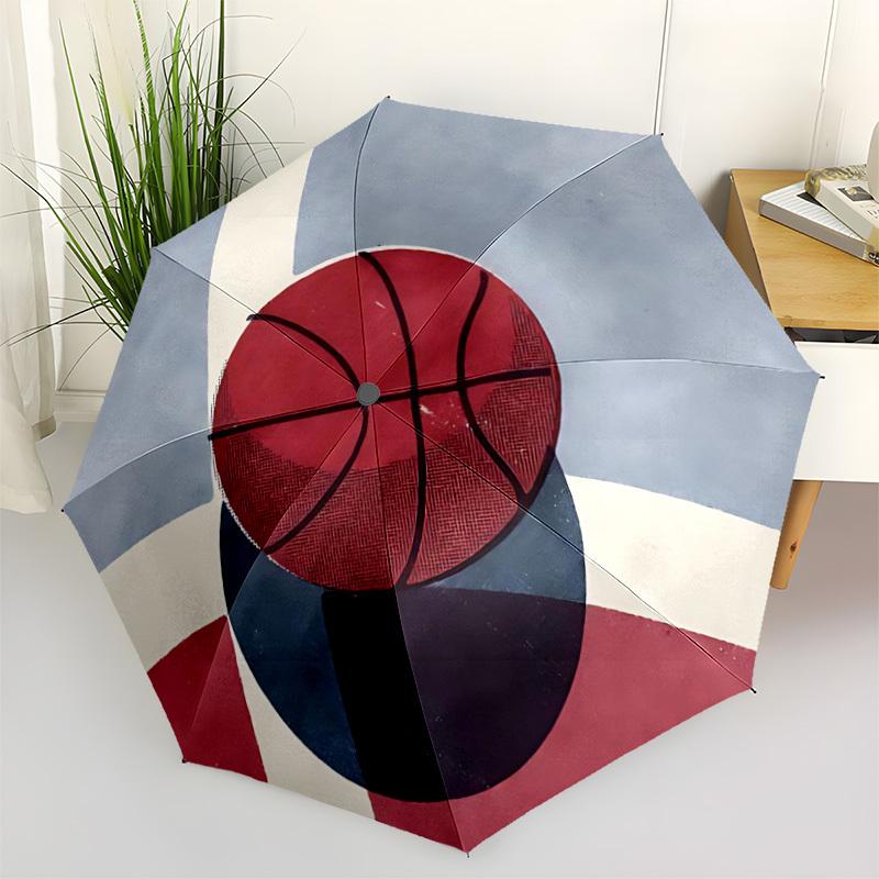 1pc Basketball Court Automatic Folding Umbrella - Compact 8-Rib Design, Durable Plastic & Iron, Lightweight for Outdoor Daily Use091