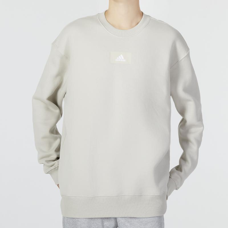 Adidas Чистый цвет логотипа Спорт Повседневный круглый вырез толстовка мужская толстовка хаки HK0396