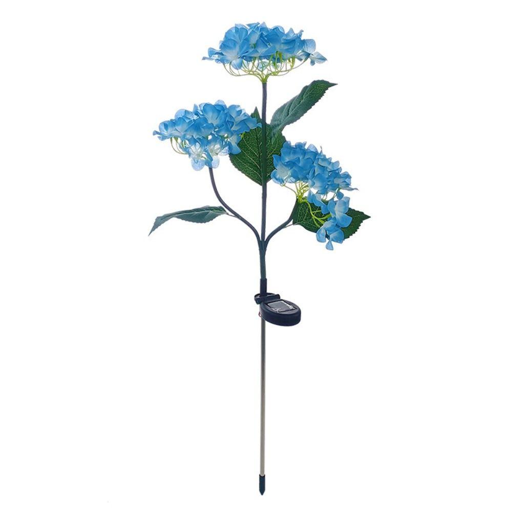 3 Head Simulated Hydrangea Flower Solar Led Light Waterproof Outdoors Lawn Mounted Lights Realistic Flower Light
