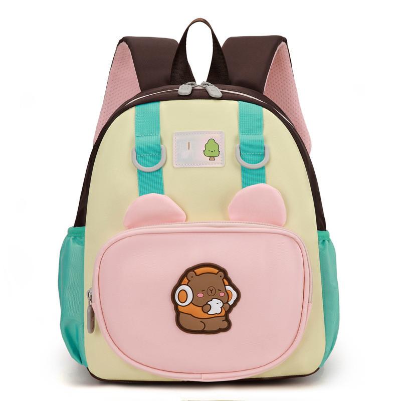 Pattern Capybara Kids Cartoon Backpack With Nylon Material And Color Bright