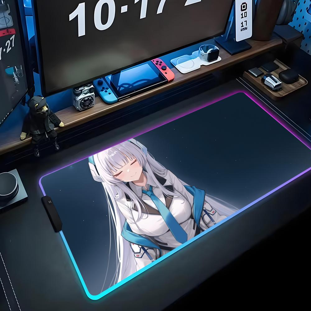 noa blue archive Mouse Pad RGB Gaming Mousepad Big LED Pad PC Desk Mat Luminous Mouse Pad Large Keyboard Mats Table Rug With