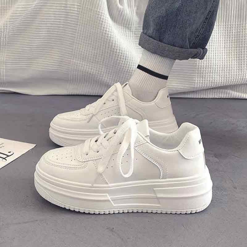 Белые туфли на платформе, женские новые модные осенние универсальные туфли для маффинов, легкие повседневные спортивные стельки, увеличивающие рост, женская обувь