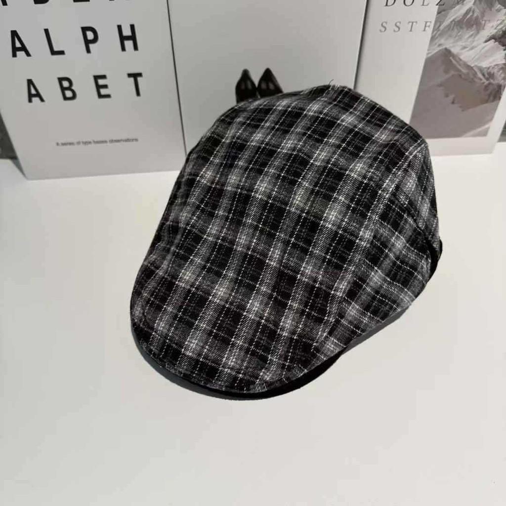 Vintage Plaid Flat Cap Breathable Polyester Beret For Casual And Office Wear