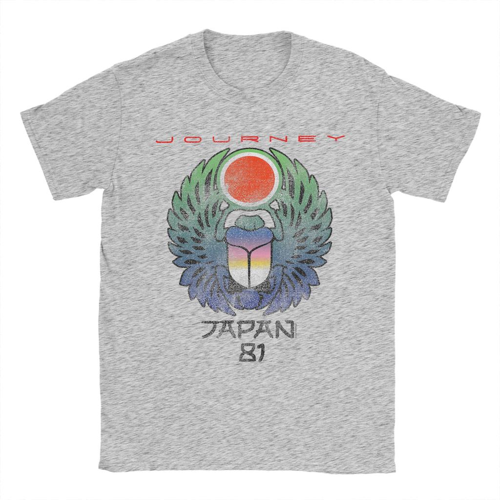 Journey Japan 1981 Жук-скарабей Музыкальные футболки Унисекс Забавные Хлопок 100% Футболка Круглый вырез Короткий рукав Одежда