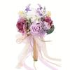 Artificial Roses Bouquets Wedding Bouquets for Bride Bridesmaid Flowers Silk Roses for Rustic French Vintage Formal Wedding Church Home Decoration