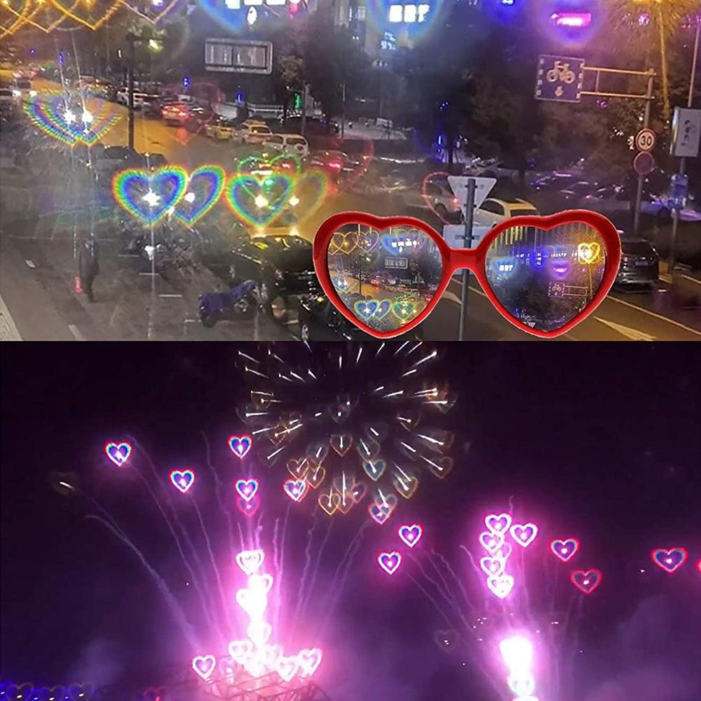 Очки для рефракции с линзами в форме сердца, очки со спецэффектами «Любовь», модные солнцезащитные очки