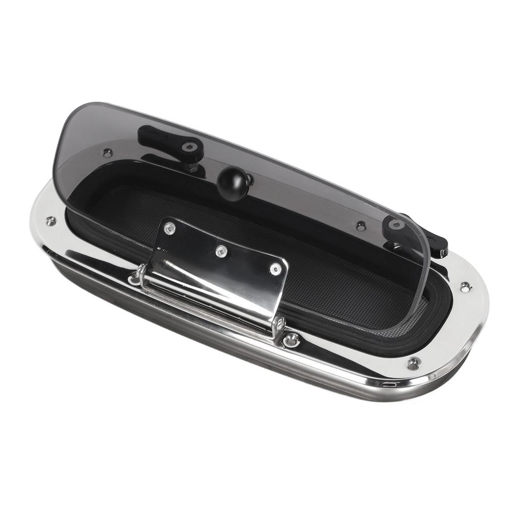 Иллюминатор для лодки 345x150мм   13.58x6дюйм Внутреннее открывание Защита от УФ-лучей Нержавеющая сталь Люк Иллюминатор с сеткой и