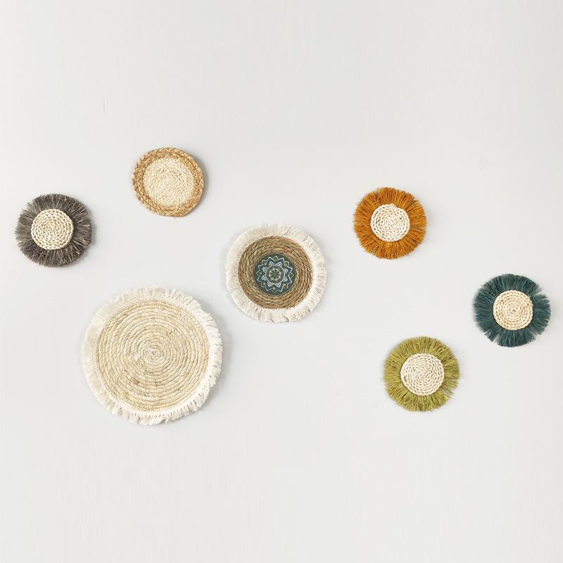 Ручная настенная декорация в стиле бохо, марокканский стиль, плетеное ротанговое подвесное искусство для гостиной, спальни, домашний декор из плетеной натуральной травы