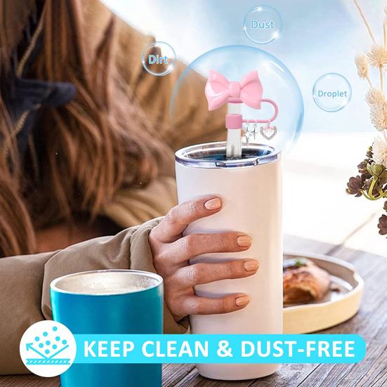 Крышки для соломинок с бантом для стаканов 30 и 40 унций, силиконовые наконечники для соломинок, крышки для соломинок, защитные насадки для питьевых соломинок, аксессуары для стаканов 0,4 дюйма