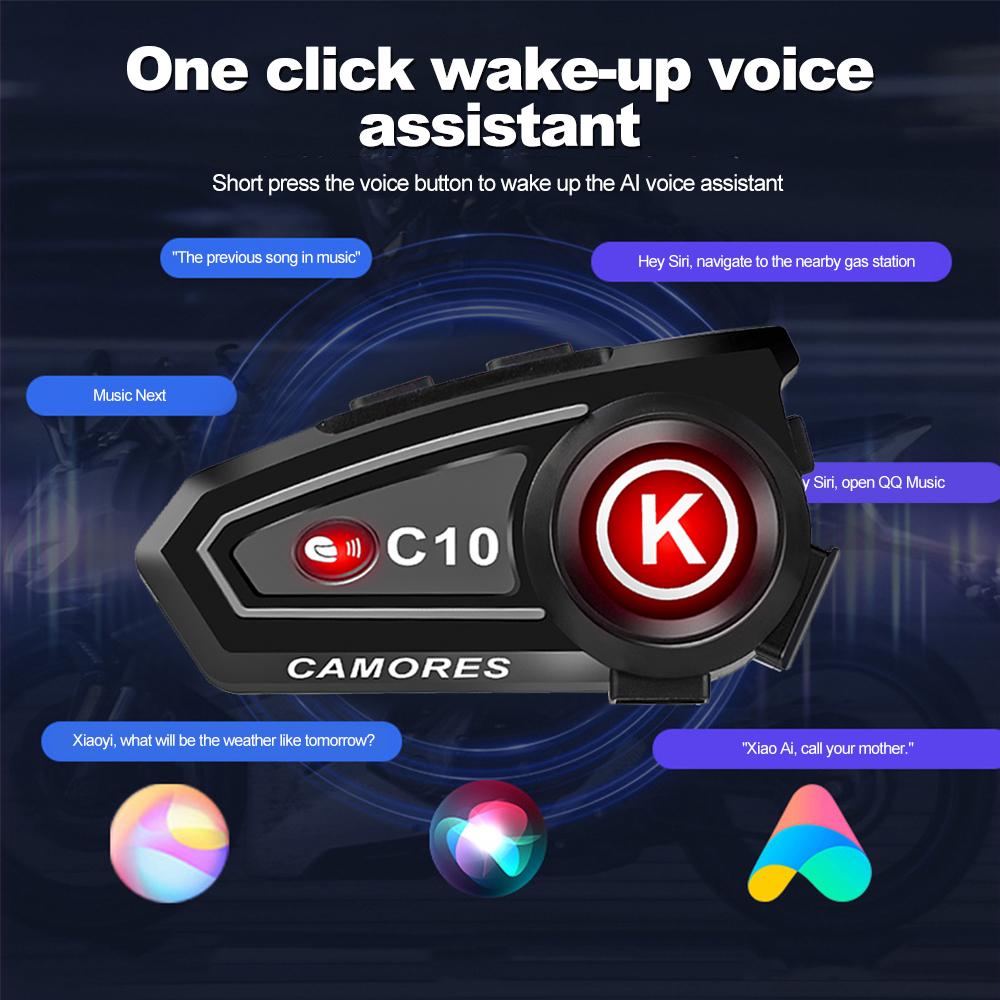 Мотоциклетный шлем гарнитура C10 стерео Bluetooth шумоподавляющие наушники IPX6 водонепроницаемый поддержка подключения 2 телефонов одновременно