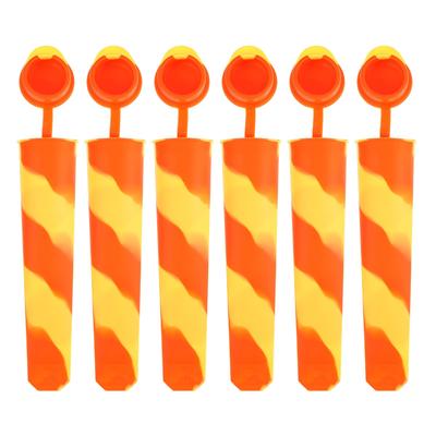 Uxcell Силиконовые формы для мороженого на палочке, набор из 6 штук, с крышками, высота 7,79 дюйма, подходят для домашнего приготовления мороженого, эскимо, желтый/оранжевый