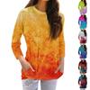 Women's Fashion Casual Round Neck Print 3/4 Sleeve Pocket T-Shirt Top