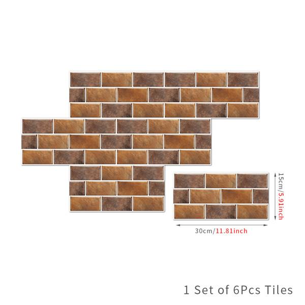 6 шт., маслостойкая наклейка для кирпичной плитки, наклейка на стену для кухни, самоклеющаяся водонепроницаемая наклейка для ванной, обои 15x30 см