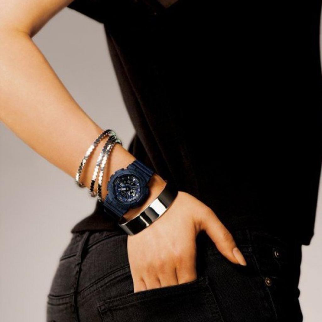Casio Baby-G Denim Theme Series Retro Denim Waterproof Sports Quartz Movement Resin Strap Watch Women watches Blue BA-110DC-2A1