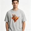 Cotton Unisex Funny Kung Fu Cat Graphic TShirt Cute Martial Arts Cat Print Short Sleeve ONeck Loose Casual Street Tee