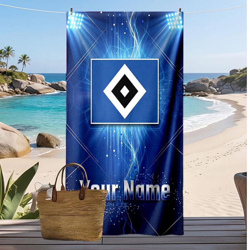Персонализированное пляжное полотенце Hamburger SV с принтом, логотипом футбольного клуба, поддерживающим, с возможностью добавления имени и текста, впитывающее полотенце для спорта, путешествий, особый подарок
