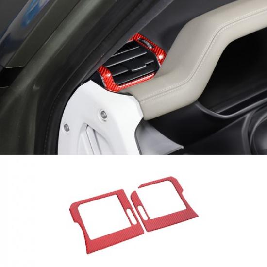 Red Soft Carbon Dashboard Side Vent Decor Cover Trim For LR Defender L663 20-25