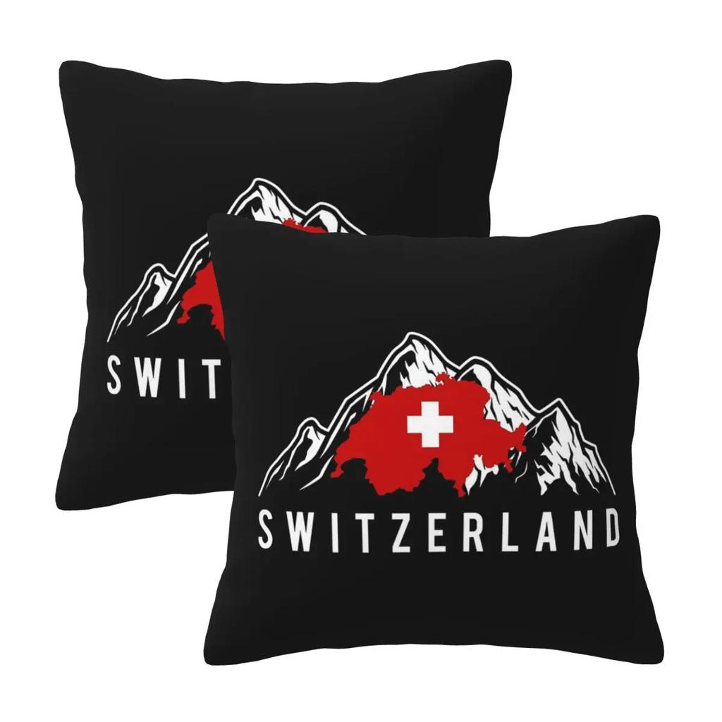 Swiss Switzerland Flag 2 Pcs Square Pillowcase Pillow Cover Cushion Decor Comfort Throw Pillow For Home Car