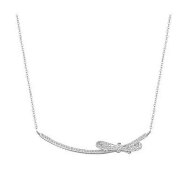 Ожерелье-бантик Xiaoxiang Smile Platinum Full Diamond Collar Chain Light Luxury Temperament Female