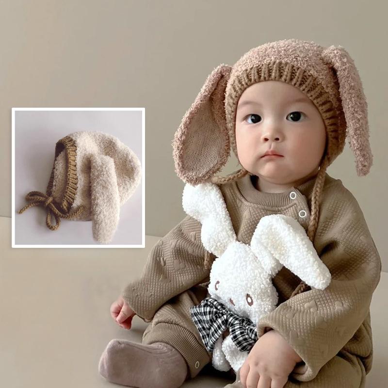 Winter Plush Baby Bunny Hat Cute Warm Kids Beanie Cap Korean Infant Girls Boys Knit Ear Protection Caps Toddler Bonnet