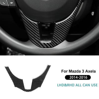 Нижняя часть руля автомобиля для Mazda 3 Axela 2014 2015 2016 LHD RHD Накладка-стикер из настоящей мягкой углеродной фибры Аксессуары для интерьера