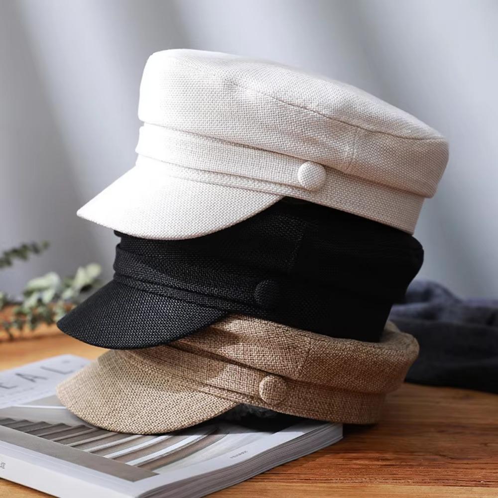 Breathable Sailor Hats Adjustable Flat Top Captain Cap Fashion Women Beret Caps Spring Autumn