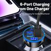66 Вт 6 портов автомобильное зарядное устройство быстрая зарядка PD QC 3.0 USB C автомобильное зарядное устройство для телефона адаптер типа C в машину для iPhone Samsung Huawei Xiaomi