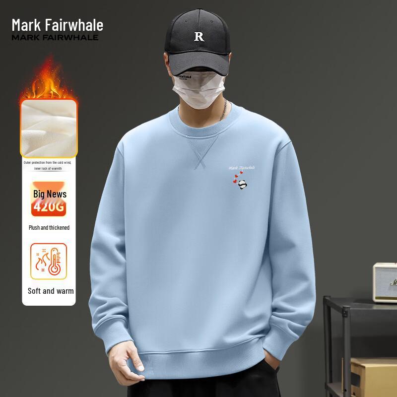 Mark Hua Fei Men's Heavyweight Fleece-Lined Crew Neck Sweatshirt