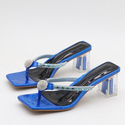 Модные блестящие стразы, женские прозрачные шлепанцы на низком каблуке, сандалии с хрустальным ремешком, шлепанцы, шлепанцы с открытым носком