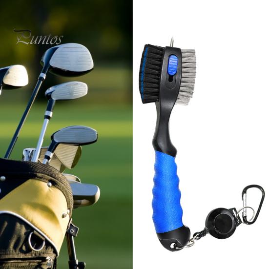 Щетка для клюшек для гольфа Инструмент для чистки клюшек для гольфа с выдвижным тросом и алюминиевым карабином Аксессуар для чистки клюшек для гольфа