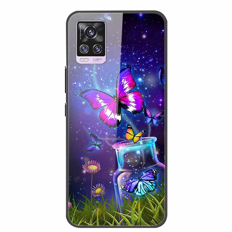 Glass Back Cover For Vivo V20 Pro 5G Case Coque Hard Tempered Glass Case For Vivo V20 Pro 2020 Phone Case Cover Soft Bumper Para