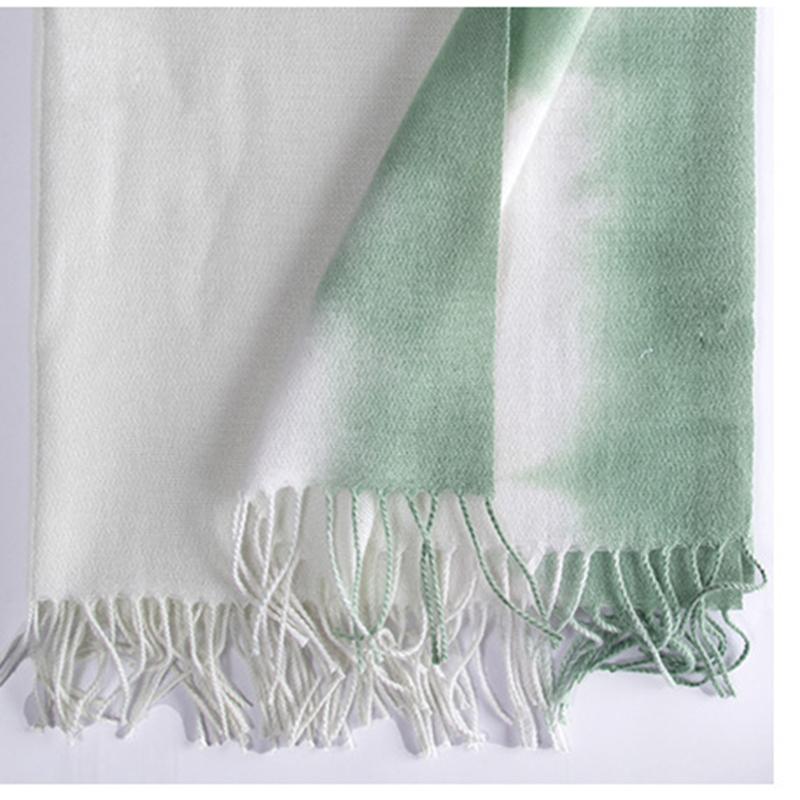 Elegant Celebrity Style Tie-dye Gradient Fringe Scarf Autumn and Winter Shawl Imitation Cashmere Warm Scarf Female