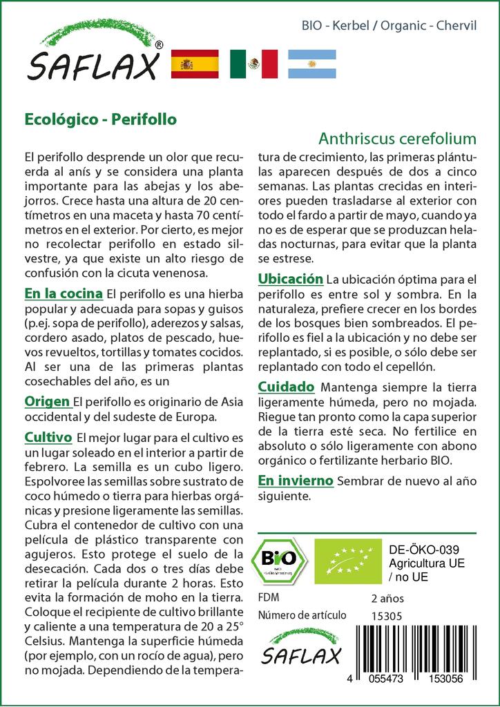 SAFLAX Garden in the Bag - Органический - Кервель - 800 семян - С субстратом в подходящем стоячем пакете - Anthriscus cerefolium