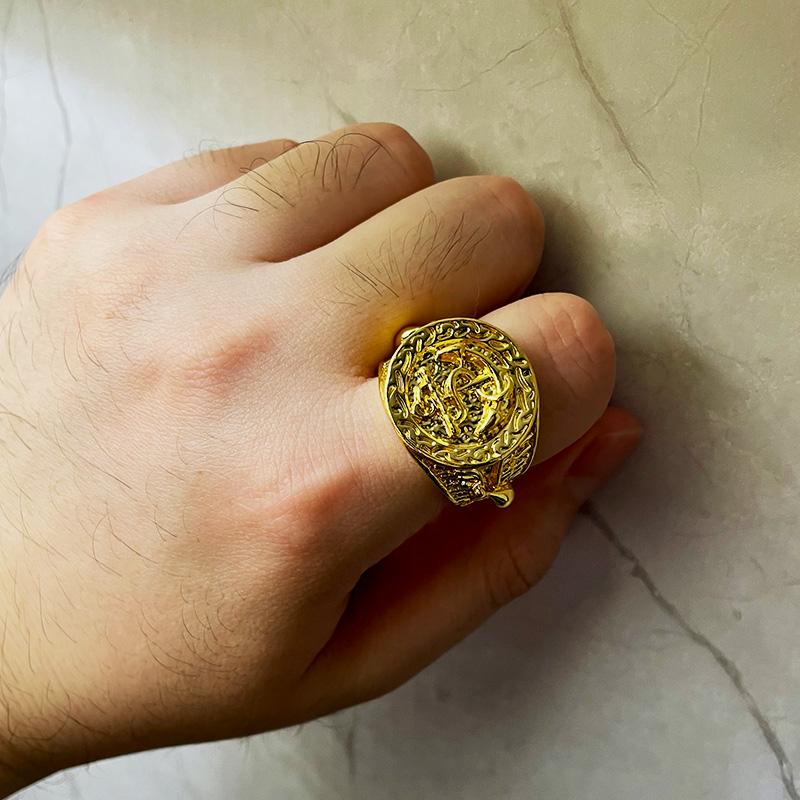 Ретро Якорь Темно-Морской Большое Кольцо Для Мужчин Золото Цвет Панк Готический Рок Кольцо Хип-Хоп Пиратские Байкерские Аксессуары Ювелирные Изделия Мужской Подарок