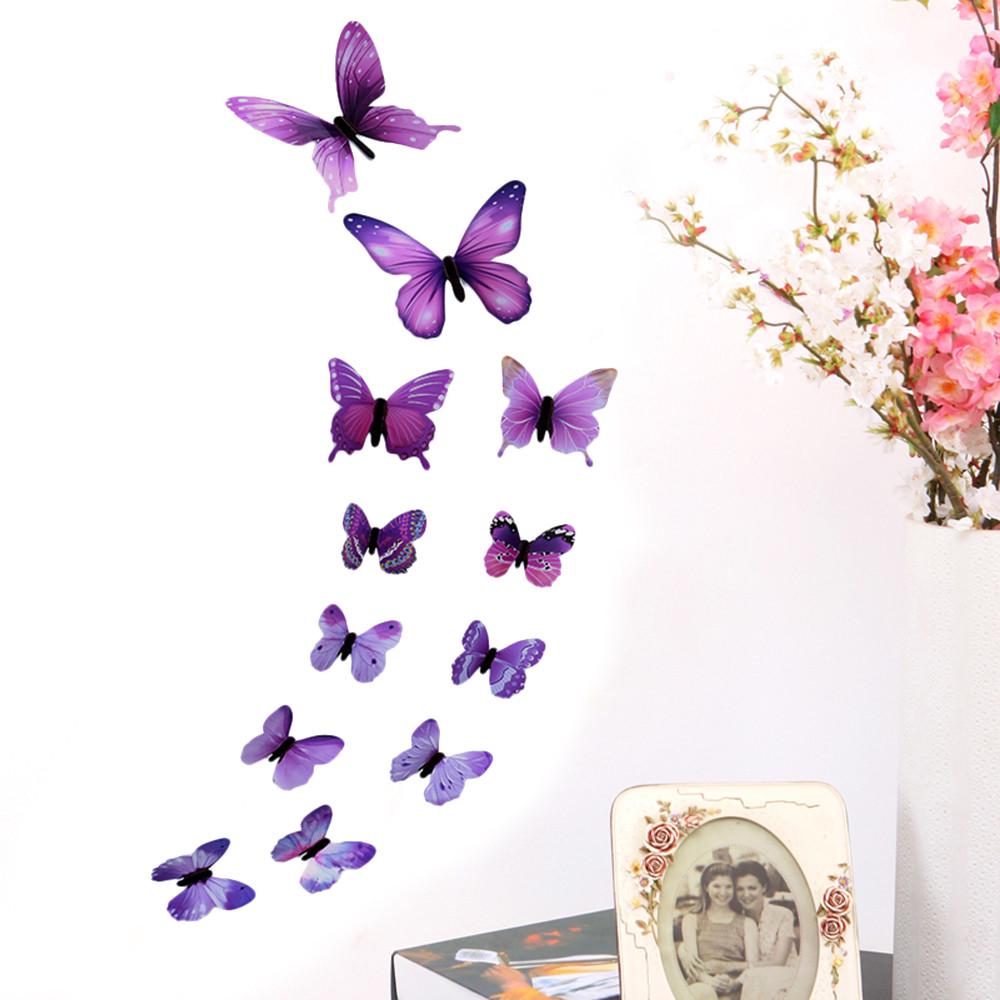 12pcs Butterfly Design Decal Art Wall Stickers Room Magnetic Home Decor
