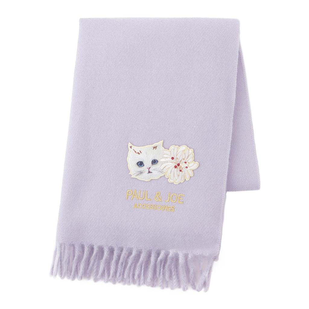 PAUL JOE ACCESSOIRES Logo Cat Patch Scarf with Brand Package [Moonbat] & (48142)