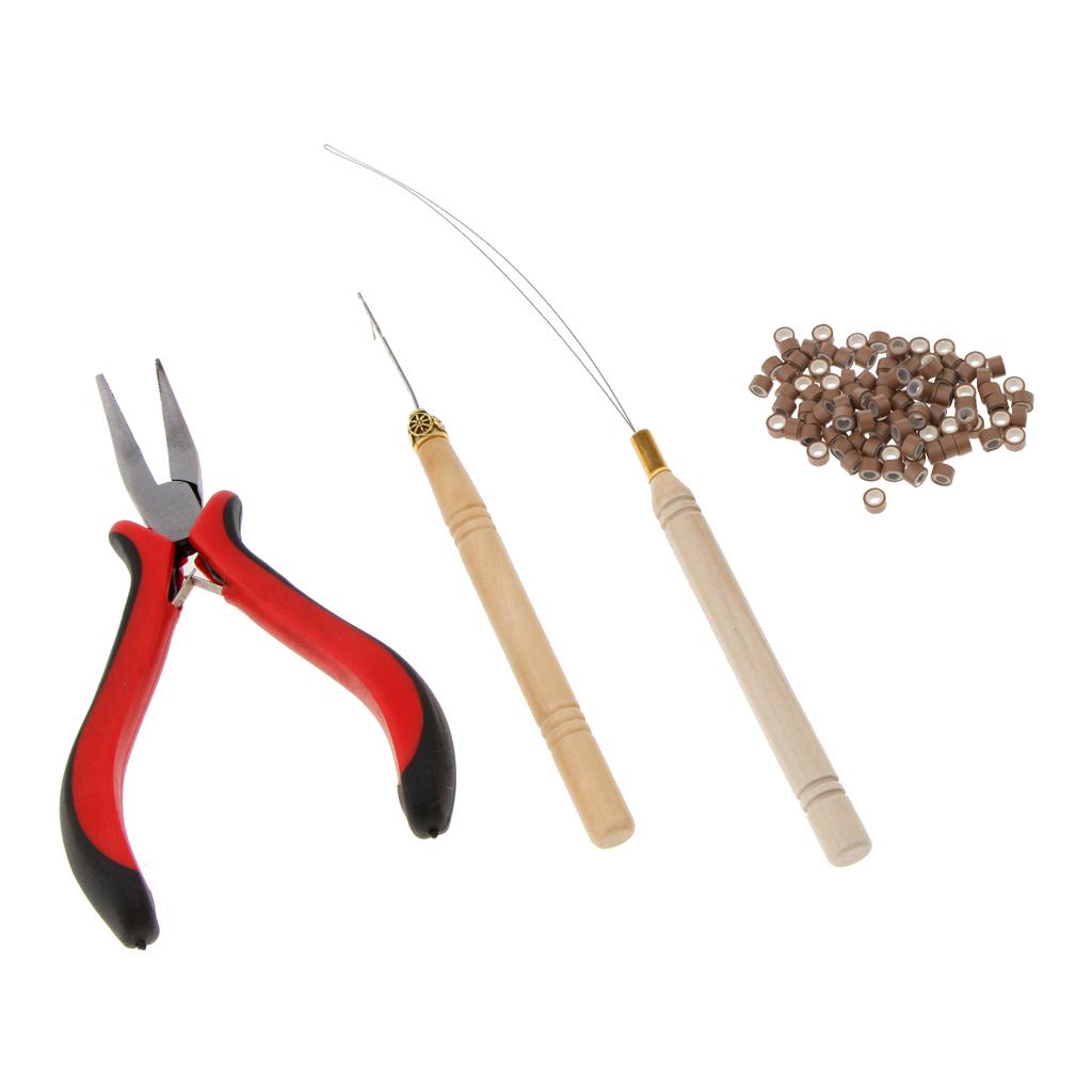 Набор инструментов для наращивания волос, плоскогубцы, набор крючков, 100 шт., силиконовые микробусины