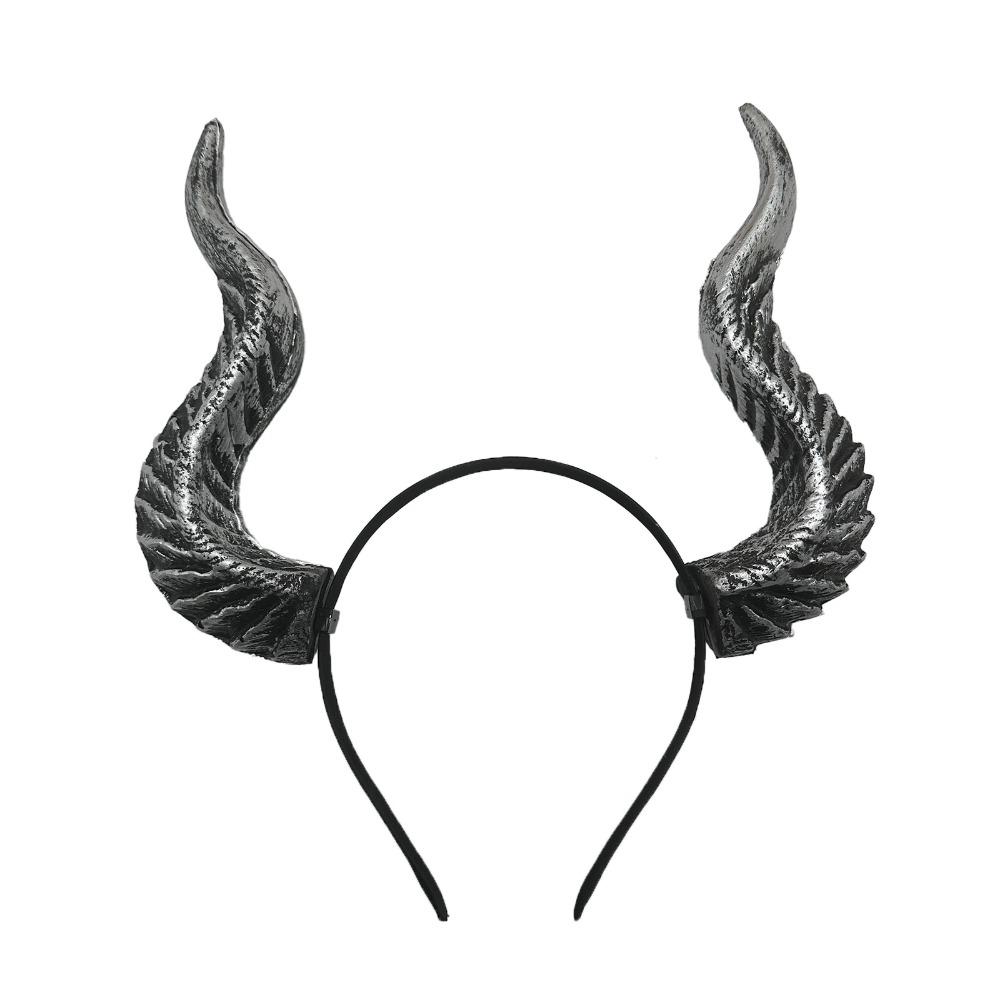 PU Halloween Horns Headband Ox Horn Halloween Hair Hoop Funny Cosplay Hairband  Men