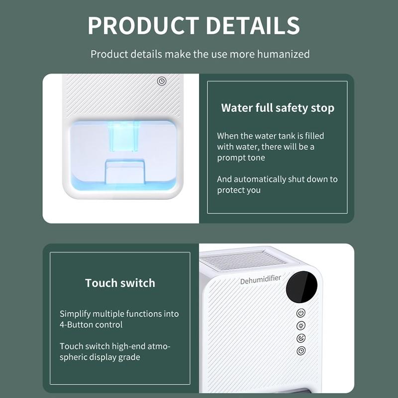 1100ML Large Capacity Intelligent Dehumidifier LCD Screen Display Air Purifier Household Quiet Cycle Air Dryer Machine