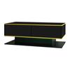 Modern LED Coffee Table with High Gloss, 100 cm Long, Gold Decoration, 3 Drawers & USB LED Light Strip (Adapter/Power Bank Required)