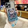 Cute Bead Bear Holder Phone Case For Infinix Hot 50 Pro Plus 40i 30i 30 Play Smart 10 Plus 9 8 7 6 5 Four Leaf Clover Hand Rope