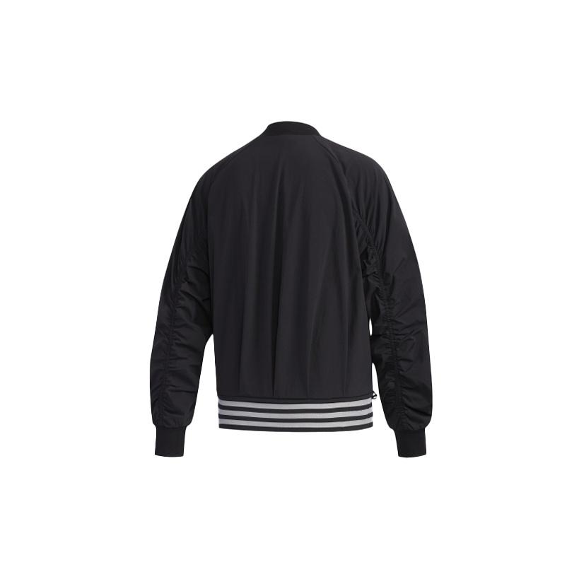 adidas Бомбер Логотип Мятая однотонная свободная спортивная куртка женская куртка черная FU6230
