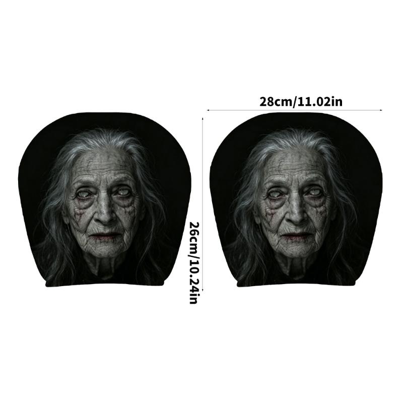 Prank Face Car Headrest Covers Unique Decors For Spooky Themed Interior Decors And Comfortable Neck Support