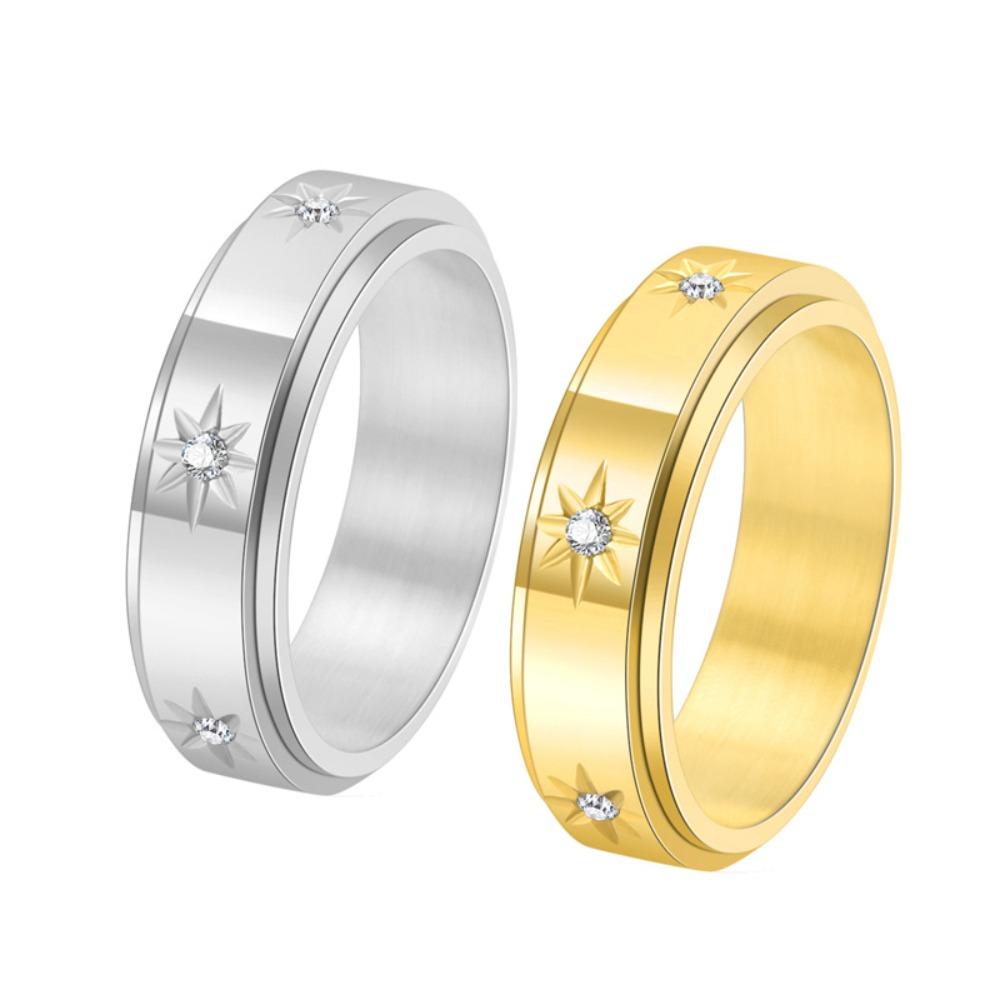 Простое элегантное вращающееся кольцо для пары, сверкающие бриллианты, нержавеющая сталь, гравировка "Обещание", ювелирное изделие