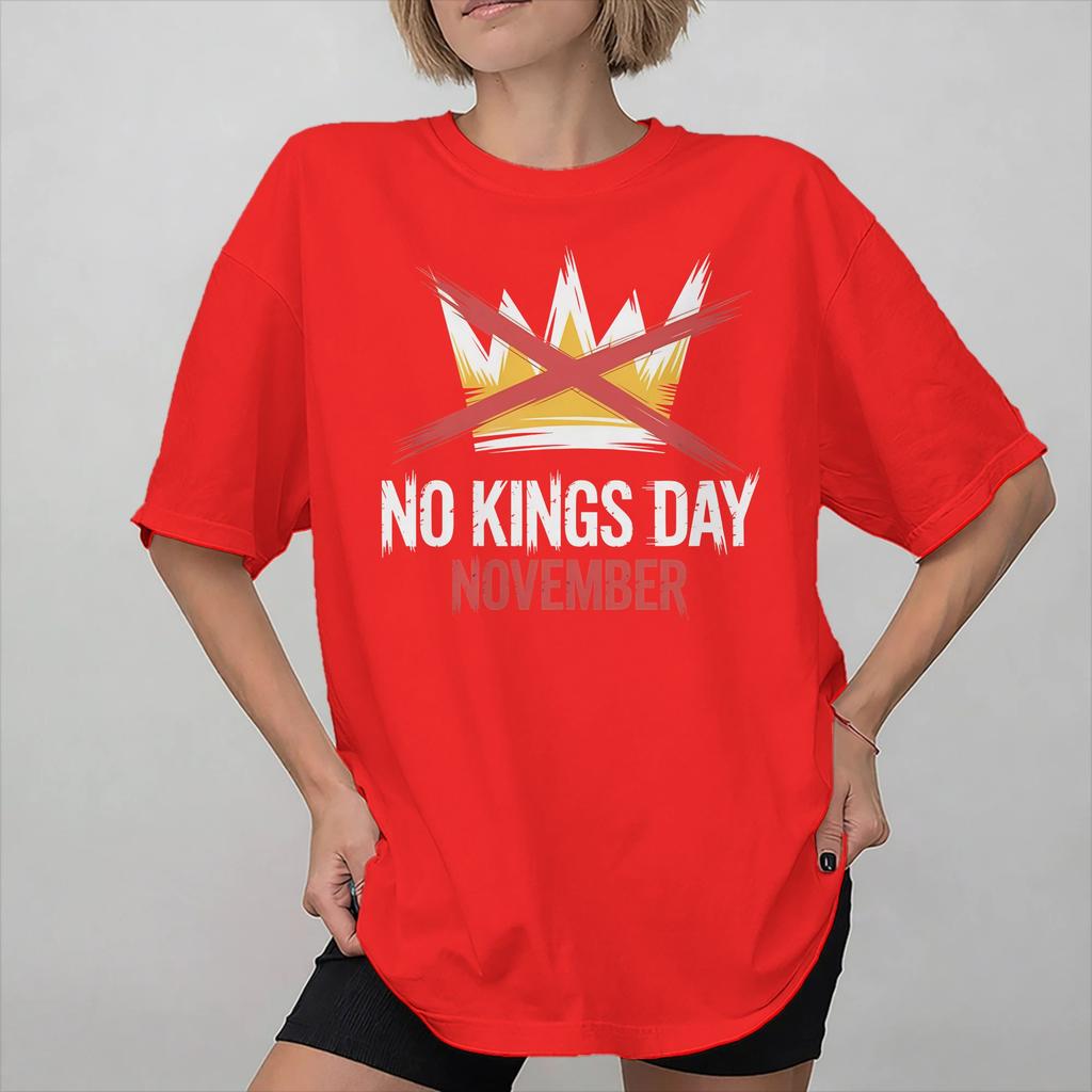 No Kings In America Graphic Printed T Shirts Unisex Women  Cotton  Tee Shirt Clothing