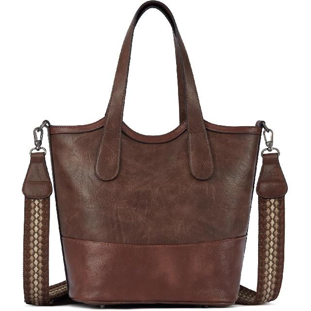 Tote Bag for Women,Straw&Vegan Leather Bucket Bags Crossbody Top Handle Purses And Handbags For Work Travel Beach